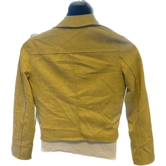 Philosophy Faux Leather‎ Jacket Women's Small Yellow Open Front Zipper Pockets - Picture 5 of 7